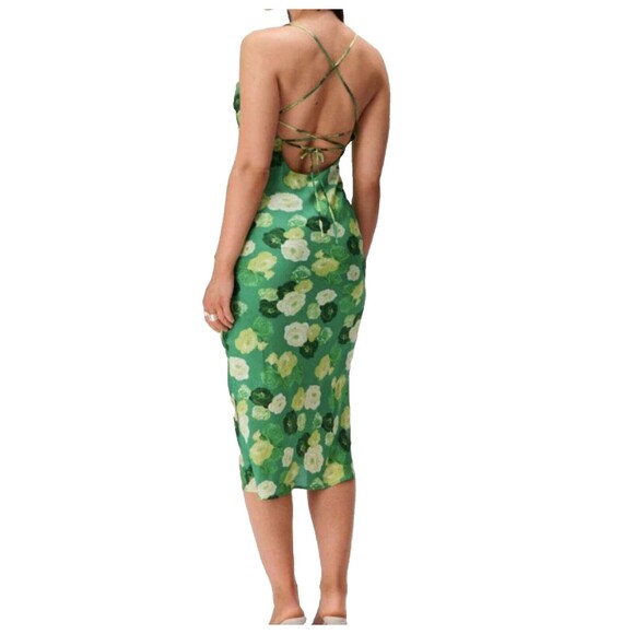 Adoore Vienna Open Back Midi Dress in Green Floral Print Size 4 - Picture 2 of 11